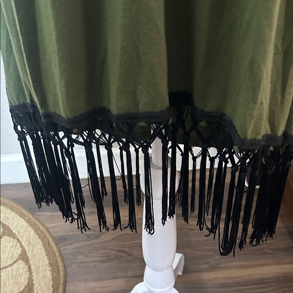 NY Collection Olive Dress with Black Fringe - Picture 5 of 7